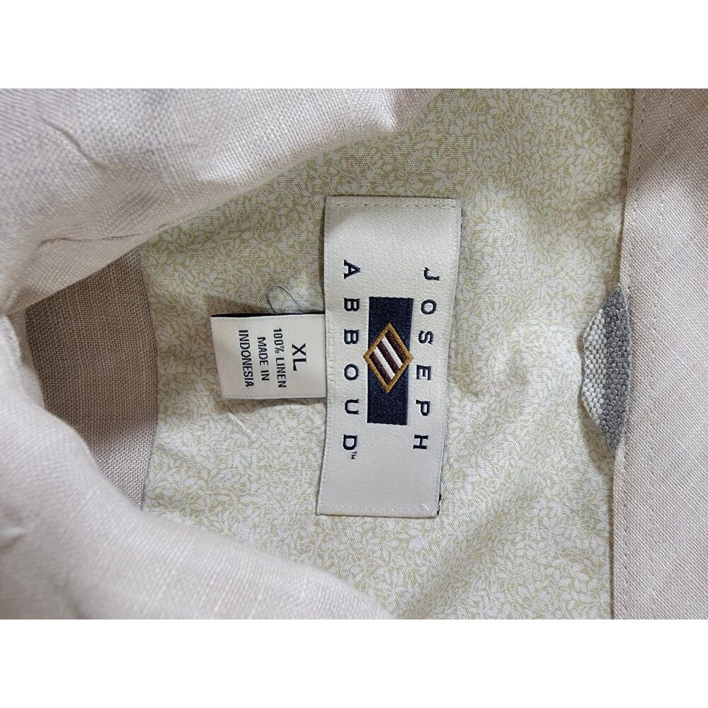 Joseph Abboud Men's Beige 100% Linen Long Sleeve Button Shirt - XL - Picture 6 of 7